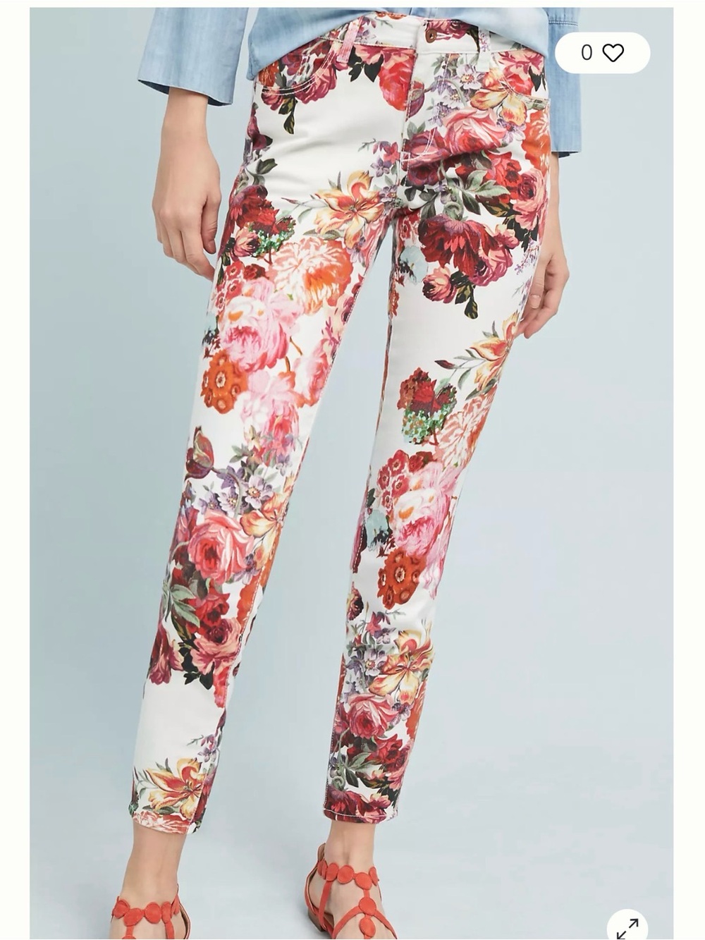 Pilcro x Anthropologie floral mid rise skinny jeans sz 28 fit sz 10